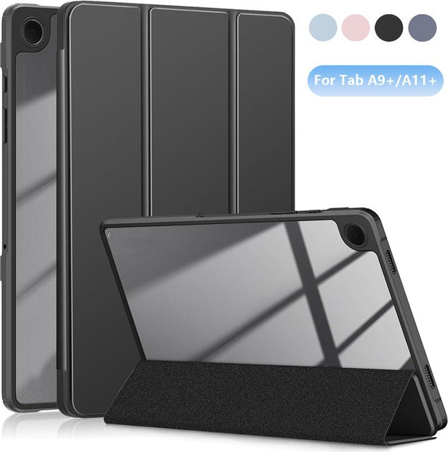 Einfarbige Smart Folio Acryl-Schutzhülle für Samsung Galaxy Tab A9+ / A11+ in Schwarz oder Weiß - Bild 1