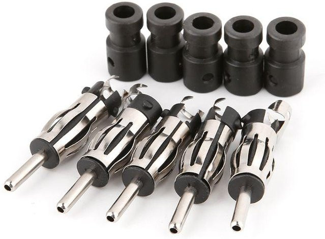 Car Partner Set aus 5 Auto-CD-Radio-Antennenstecker-Adaptern mit Kunststoffgriff in Schwarz, Silber und Multicolour - Bild 1