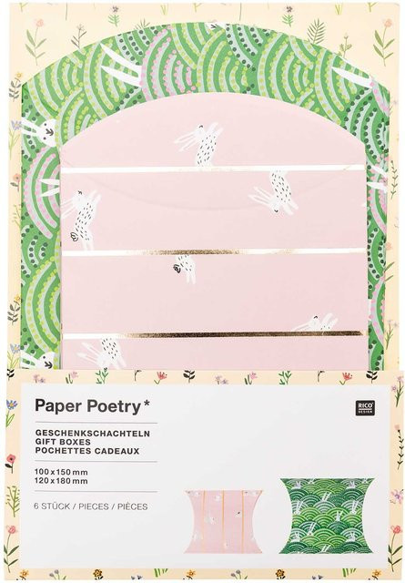 Rico Design Paper Poetry Geschenkschachteln Bunny Hop, 6 Stück, Multicolor, B: 12,0 cm, H: 6,0 cm - Bild 1