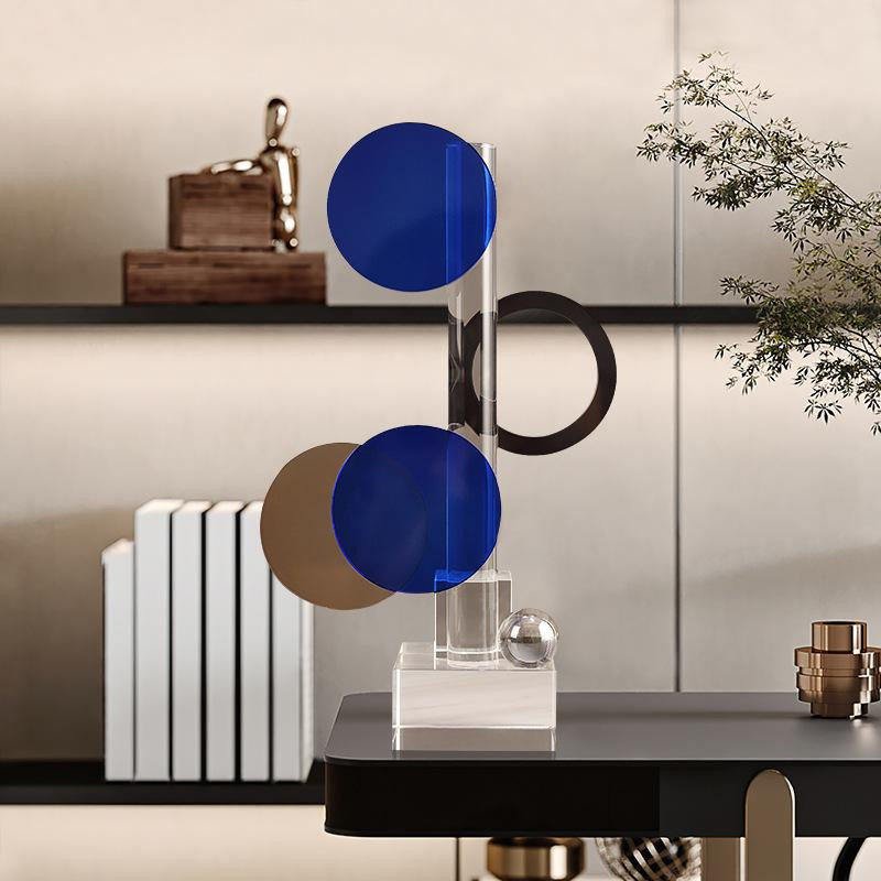 Yiran Furniture Kristall Dekoration mit geometrischen Ornamenten in Halbkreisform, abstraktes Kunstwerk für Wohnzimmer und Couchtisch, mehrfarbig - Bild 2