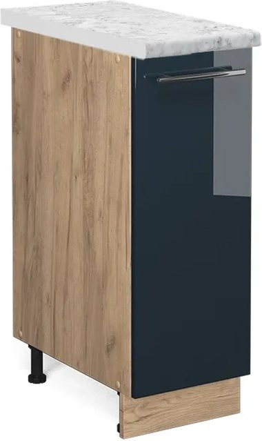 Vicco Apothekerunterschrank Fame-Line Eiche Dunkelblau Hochglanz mit weißer Marmor-Arbeitsplatte B/T/H: 30 x 30 x 30 cm - Bild 2