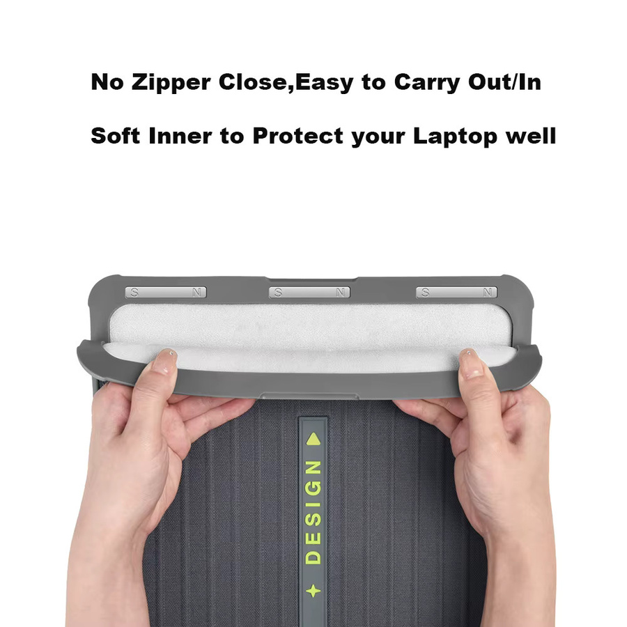WIWU Laptoptasche ohne Reißverschluss für MacBook Air 13 und 13,6 Zoll sowie MacBook Pro 13 und MacBook Air 15,3 Zoll, stoßfeste Laptop-Hülle, Schwarz - Bild 3