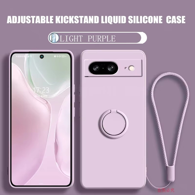 Silikon Handyhülle für Google Pixel 8, Pixel 9 und Pixel 9 Pro XL mit Fingerring-Ständer und Linsenschutz in Schwarz oder Grün - Bild 3