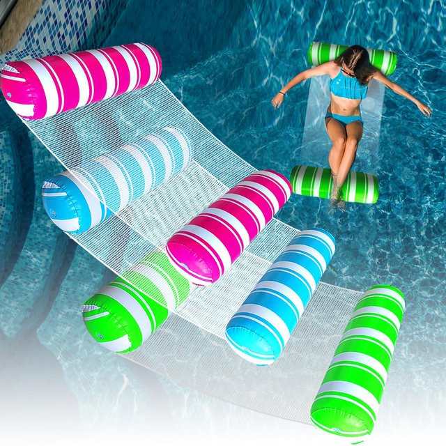 Aufblasbare Wasser-Hängematte als schwimmende Poolmatratze in Gelb aus PVC - Bild 1