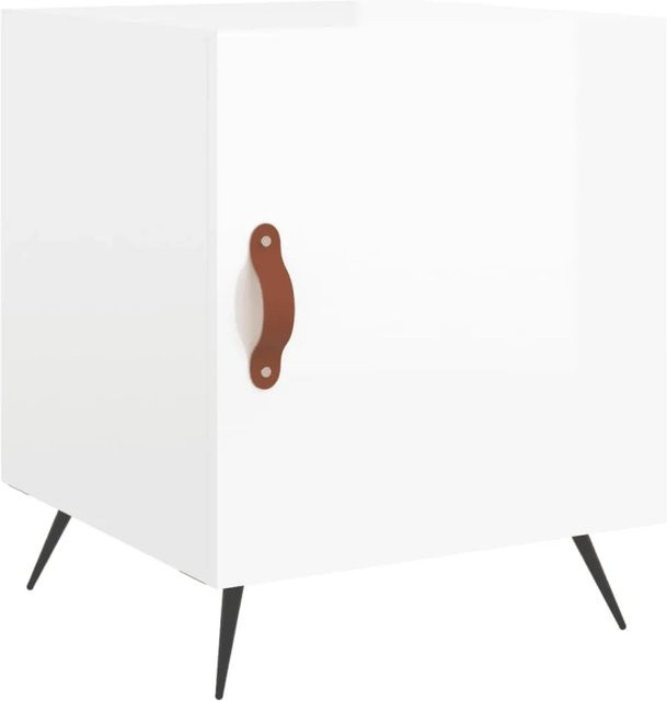 vidaXL Nachttisch in Hochglanz-Weiß, modernes Design für dein Schlafzimmer, B/T/H: 40 x 40 x 50 cm - Bild 1