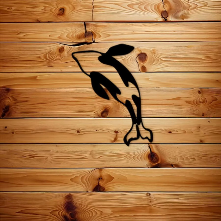 CIFBUY Aluminium-Metall-Wandkunst Orca-Silhouette in Schwarz als moderne 2D Dekoration für Innen- und Außenbereiche - Bild 3