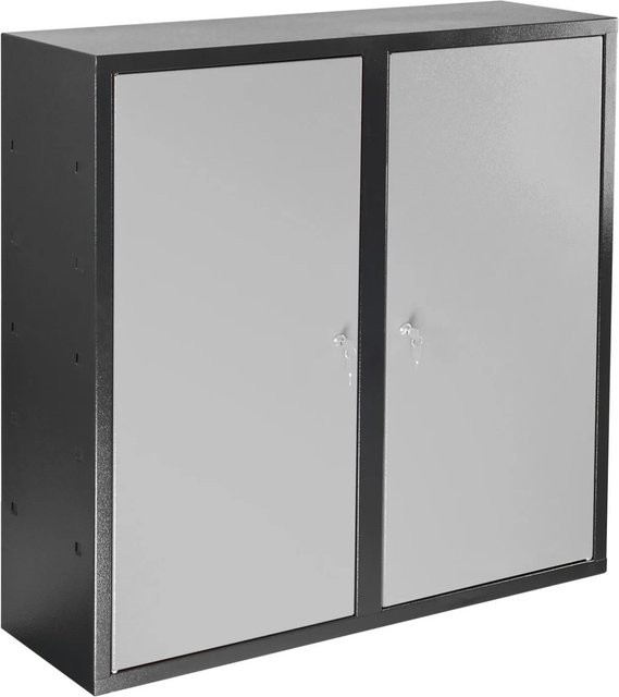 PROREGAL Werkzeugwandschrank mit 2 Türen und 4 Fachböden aus Stahl in Anthrazitgrau und Lichtgrau, H x B x T: 100 x 100 x 30 cm - Bild 1