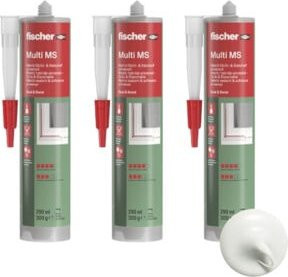 fischer Hybrid Dicht- und Klebstoff Multi MS 290 MS-Polymer weiß, 3 Stück - Bild 1