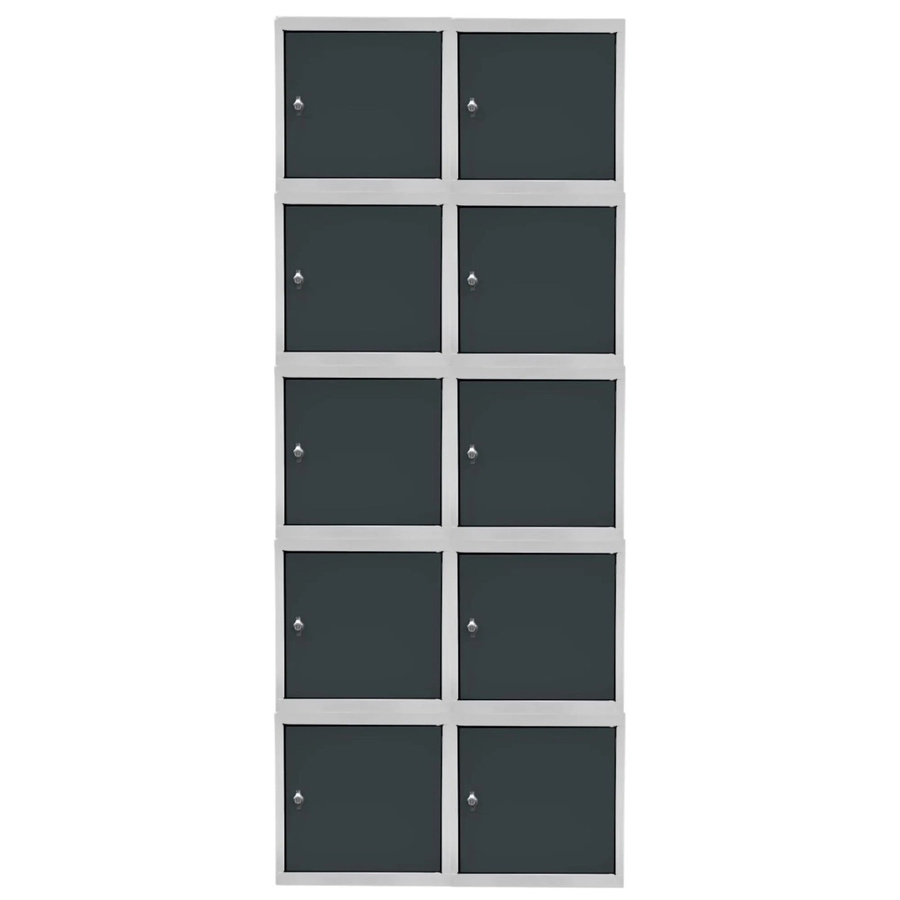 PROREGAL Blocky Schließfachwürfel Set aus 10 Stück mit Drehriegelschloss für Vorhängeschlösser, Farbe: Lichtgrau/Anthrazitgrau, B/T/H: 40 x 40 x 40 cm - Bild 2