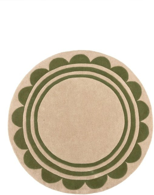 Flair Rugs Wollteppich Lois Blossom handgetuftcht Ø 120 cm Beige-Grün - Bild 1