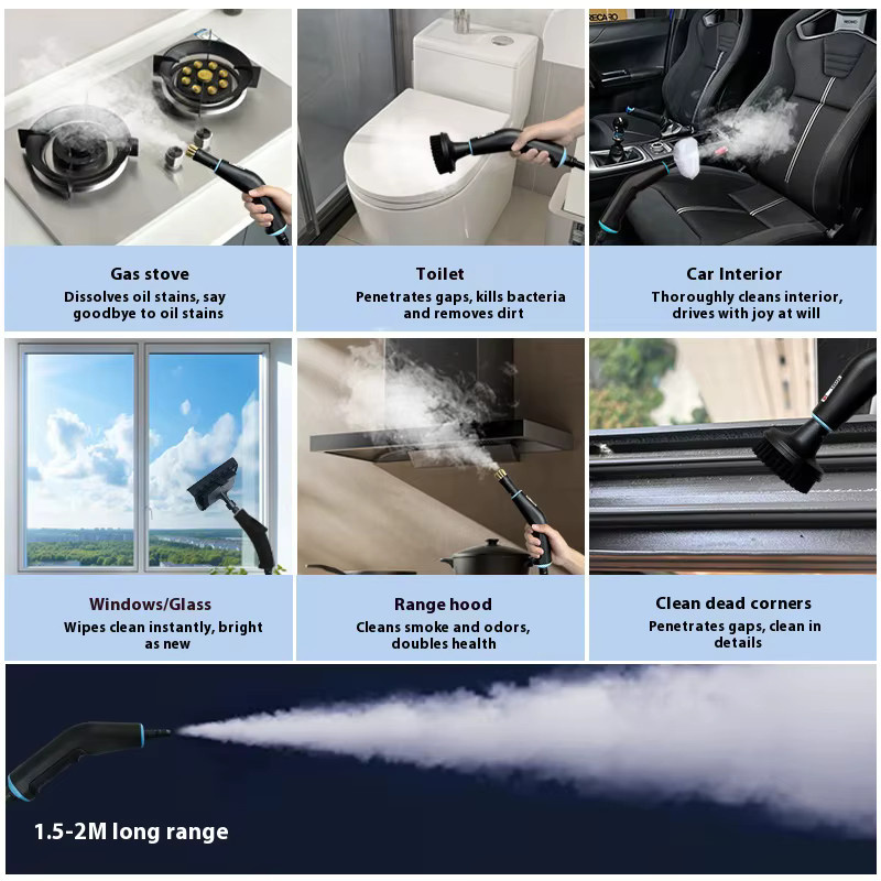 HOMEFISH Handheld Dampfreiniger für Matratzen und Polster zur Tiefenreinigung und Fleckenentfernung in Schwarz und Weiß - Bild 4
