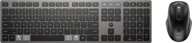 HP 720 Tastatur- und Maus-Set kabellos mit Bluetooth und 2,4 GHz, wiederaufladbar, programmierbare Tasten, Full Size, Deutsch QWERTZ, Dämmerungsschwarz - Bild 1