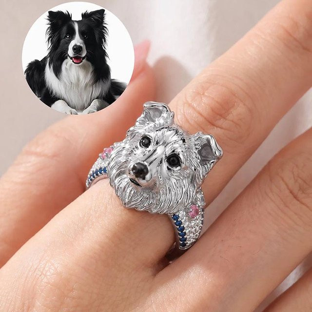 SHAI Ring Hundekopf-Design, Schwarz, Messing, Mädchen - Bild 1