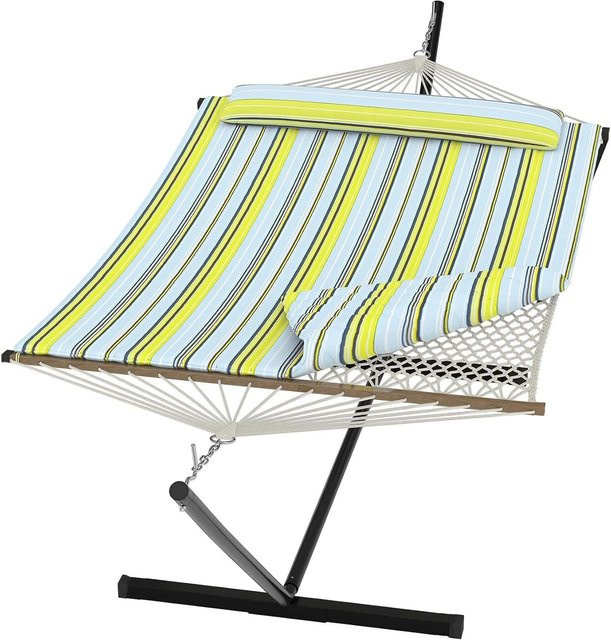TWISTER.CK Doppel-Hängematte mit Gestell und Kissen in Dark Grey aus Polyester für Innen und Außen - Bild 1