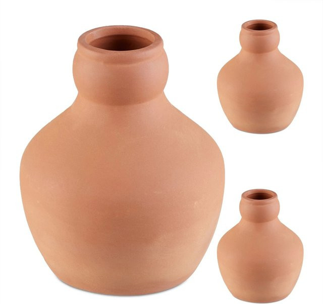 Relaxdays 3er Set Keramik Ollas aus Terrakotta in Braun zur Beetbewässerung, Volumen: 550 ml, Höhe: 13 cm, Durchmesser: 11 cm - Bild 1