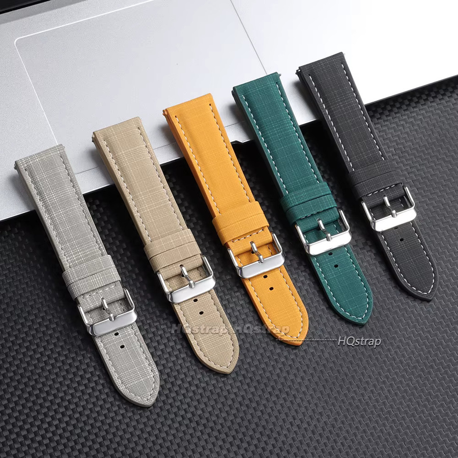 HQstrap Uhrenarmband Leder, Karomuster, Schwarz, Beige, Grau, Unisex - Bild 2