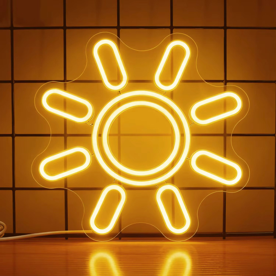 Gelbe LED-Neonleuchte in Sonnenform für moderne Heimdekoration und Kinderzimmer - Bild 2