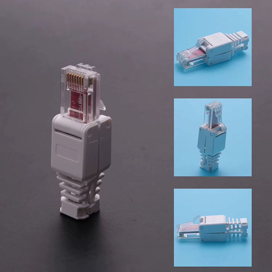 ZoeRax RJ45 CAT6 CAT5E Ethernet-Stecker in Weiß, werklose LAN-Abschlussstecker für 23AWG-26AWG Netzwerkkabel, 24/12 Stück - Bild 6