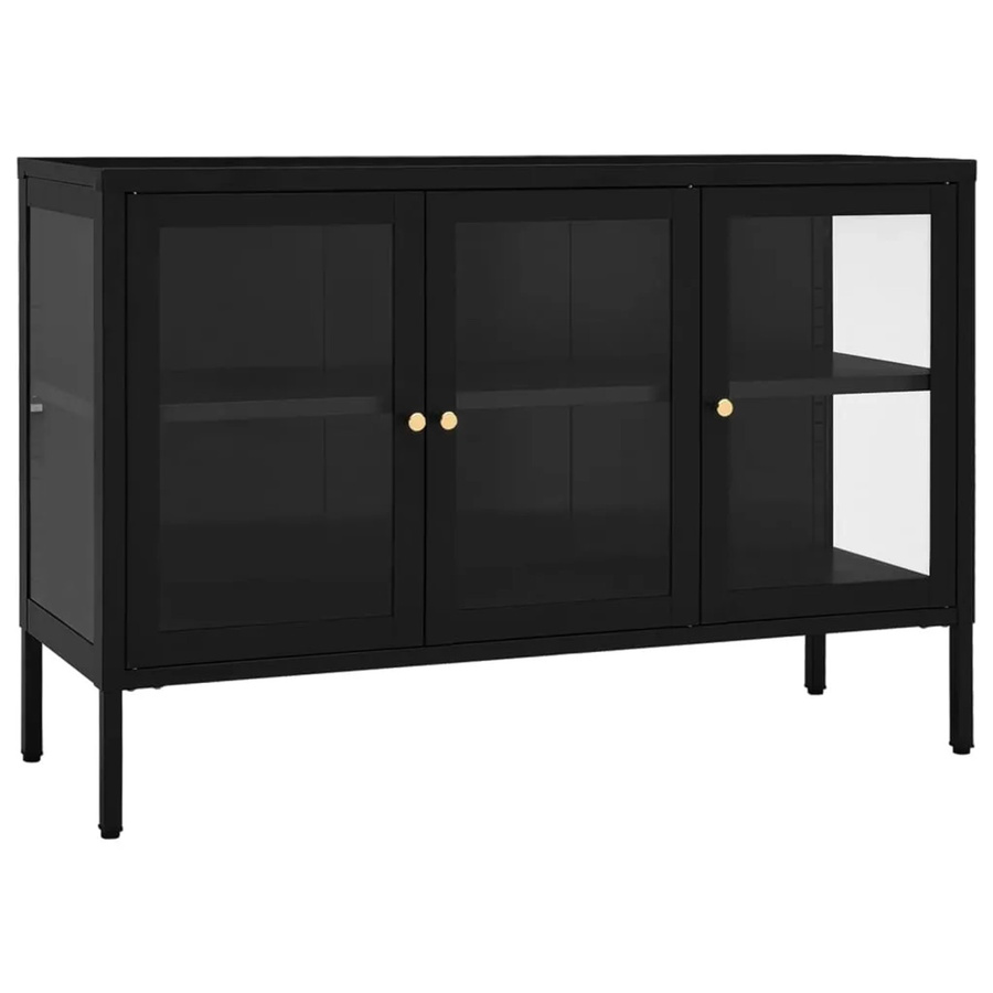 vidaXL Sideboard Schwarz aus Stahl und Glas B/T/H: 70 x 35 x 70 cm - Bild 2