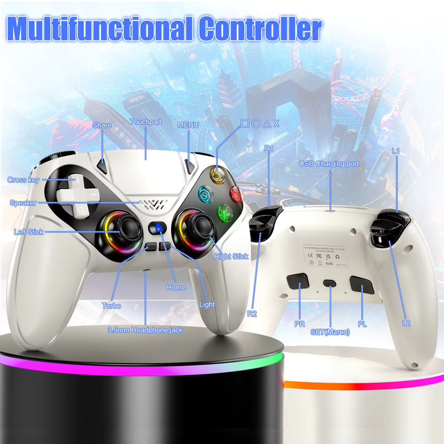 Turpow Kabelloser Gamepad Controller für PlayStation 5 mit Dual Sense Vibrationsprogrammierung und Turbo-Funktion - Bild 3