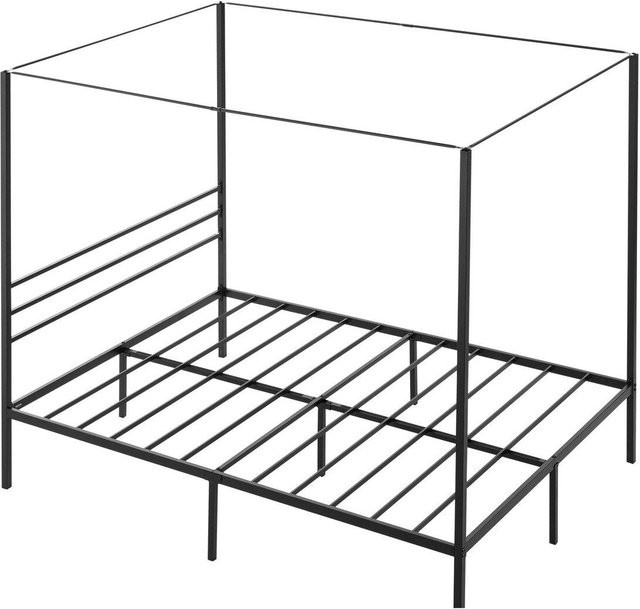 Buying Solutions MB Queen-Size Himmelbettgestell aus Metall in Schwarz mit Vierpfosten-Design, B/T/H: 150 x 200 x 183 cm - Bild 1