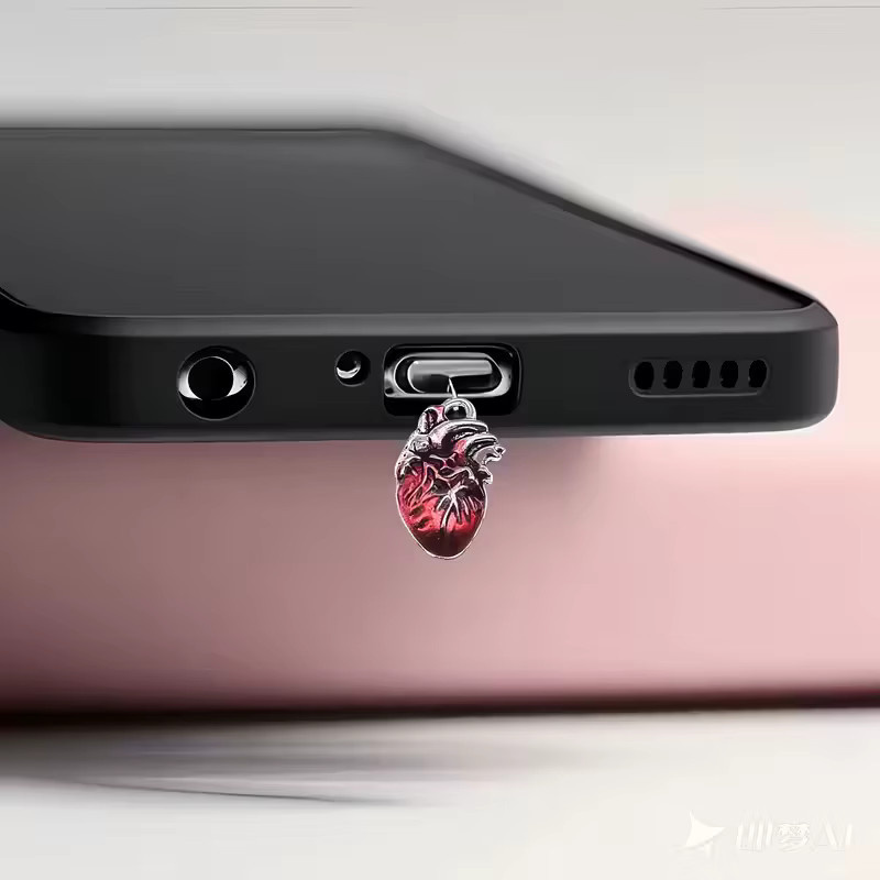 Kreativer Handy-Anhänger mit Herz-Design aus Zinklegierung in Rot als Staubstecker für dein Mobiltelefon - Bild 2