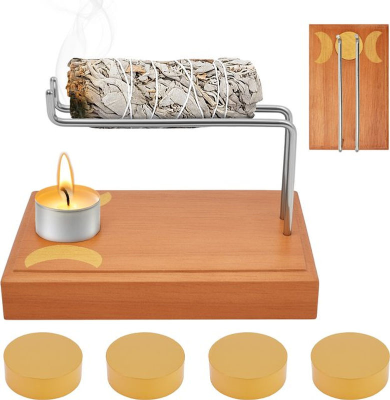 Palo Santo Räucherstäbchenhalter aus braunem Holz für Yoga und Meditation - Bild 1