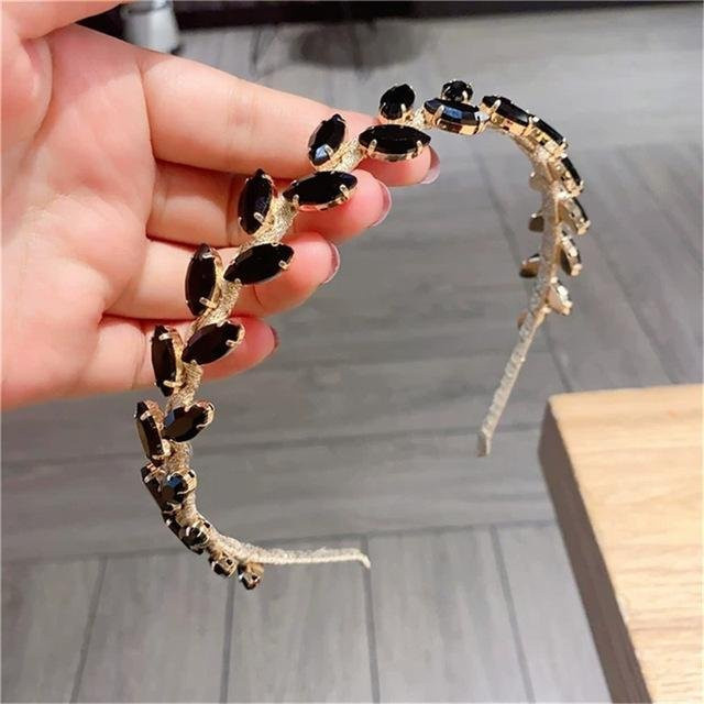 Haarband Damen, Gold Silber, Strass, Blatt, schwarz - Bild 1