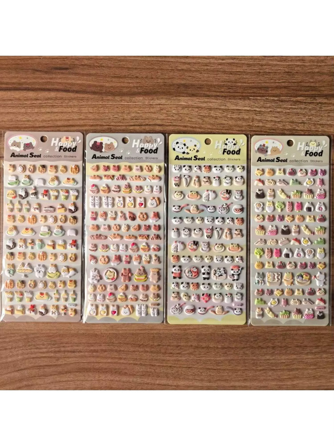 4er-Set 3D-Aufkleber aus der Animal Seal Collection von RecordingYourLife Store in Multicolor für Kunsthandwerk, Notizbücher und Planer - Bild 2