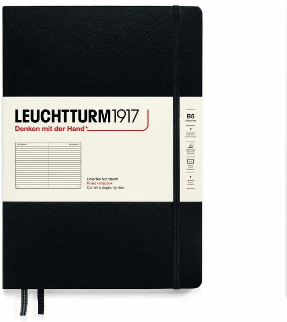 LEUCHTTURM1917 Notizbuch Composition liniert Hardcover B5 Schwarz - Bild 1