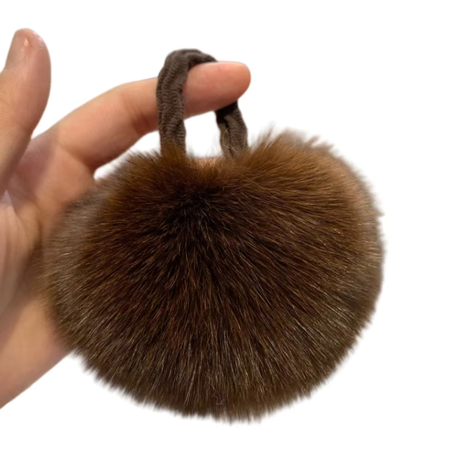Haargummi mit Plüsch Pompon, Echt Fuchs Pelz, Damen - Bild 4