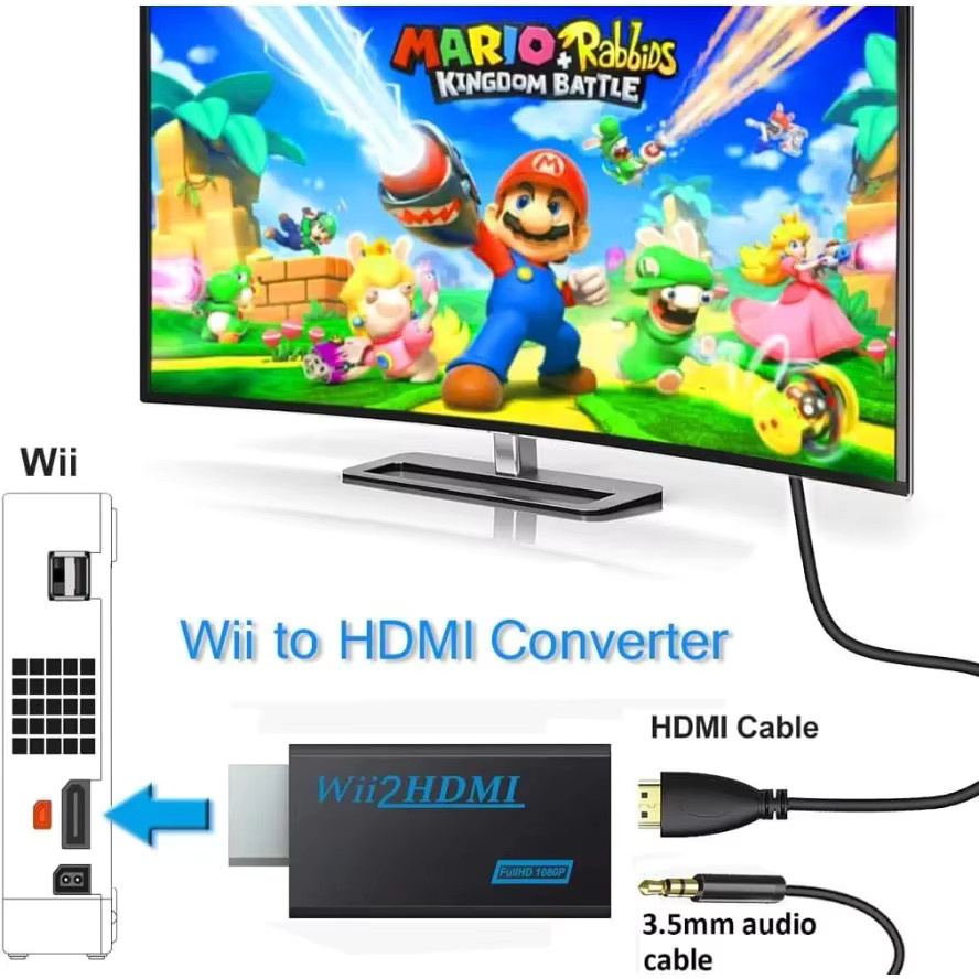 LccKaa Wii zu HDMI Konverter Full HD 1080P Adapter mit 3,5mm Klinkenanschluss für PC und HDTV in Weiß - Bild 2