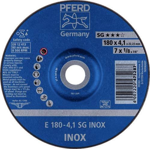 PFERD SG INOX Schruppscheibe gekröpft für Edelstahl, Durchmesser: 180 mm, Bohrungs-Ø: 22,23 mm, 10 Stück - Bild 1