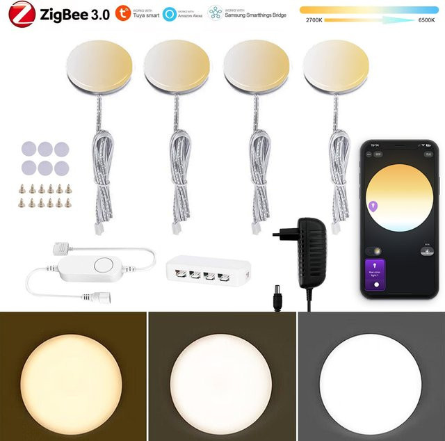 YSRSAI Zigbee 3.0 LED Unterschrankleuchte in Weiß mit CCT-Farbtemperatursteuerung und App-Steuerung für Kleiderschrank und Schlafzimmer - Bild 1