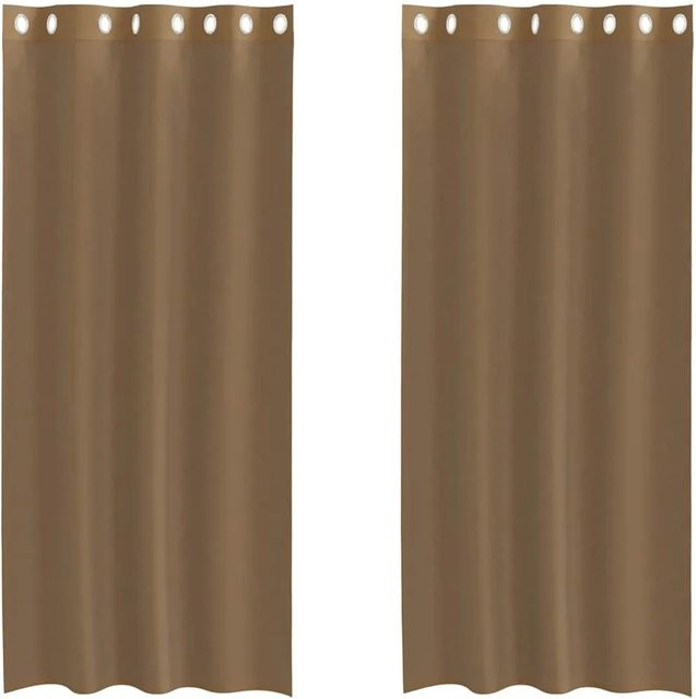 vidaXL Voile Vorhänge mit Ösen, 2er-Set, Hellbraun, B: 140 cm, H: 225 cm - Bild 1