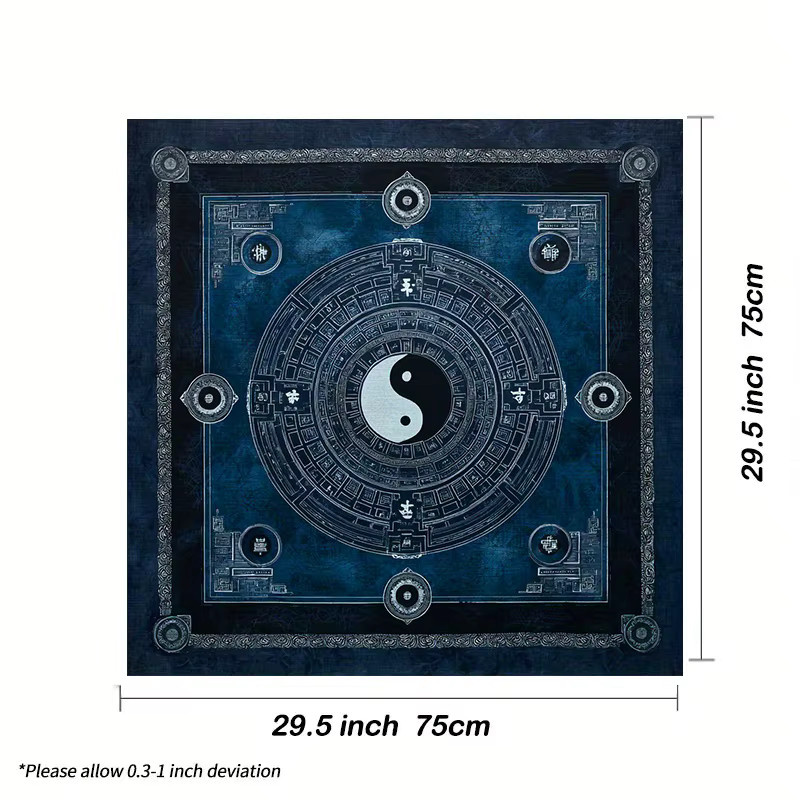 VIKAMA Tischdecke mit Tai Chi Bagua Tarot Motiv in Blau für Altarzeremonien und Yi Jing Wahrsagungen - Bild 2
