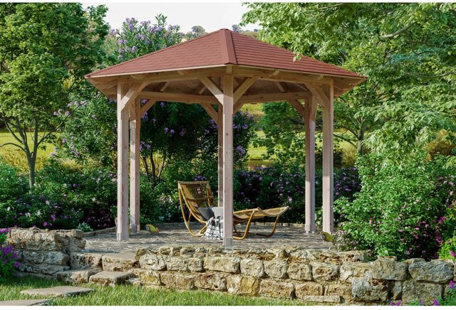 SKANHOLZ Pavillon Colmar 2 aus Douglasie Vollholz, sechseckig, beige, B/T/H: 420 x 364 x 304 cm - Bild 1