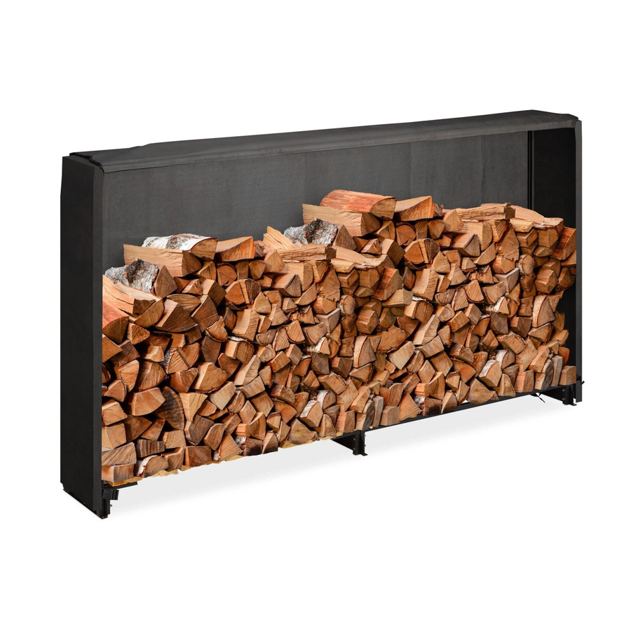 Relaxdays Kaminholzregal aus Eisen mit Abdeckung in Schwarz, B/H/T: 110 x 200 x 29 cm - Bild 2