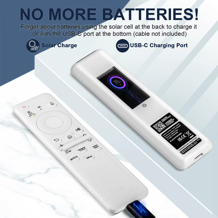 Samsung BN59-01455A Solar-Sprachfernbedienung mit Bluetooth und wiederaufladbarer Solarzelle in Weiß - Bild 4