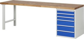 Rau Werkbank Modell 7515 mit 6 Schubladen, B/T/H: 250 x 90 x 84 cm - Bild 1
