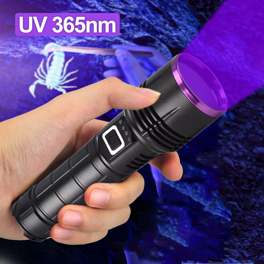KENSUN UV-Taschenlampe 80 W mit 365 nm Wellenlänge, wiederaufladbar via USB-C, Schwarz und Violett - Bild 4
