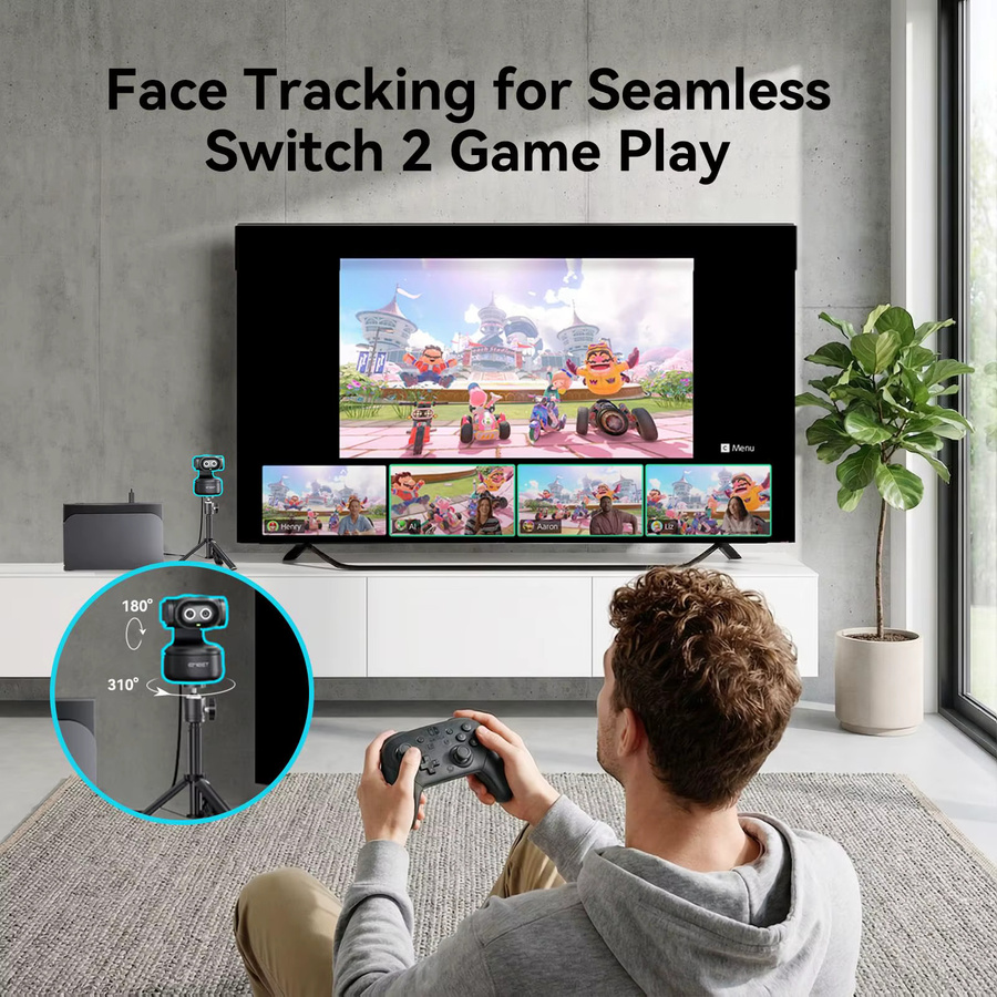 EMEET PIXY 2K Webcam in Schwarz mit Sony-Sensor, KI-Tracking, Gestensteuerung und PTZ-Funktion, Full HD 1080P 60fps Autofokus für Streaming und OBS - Bild 4