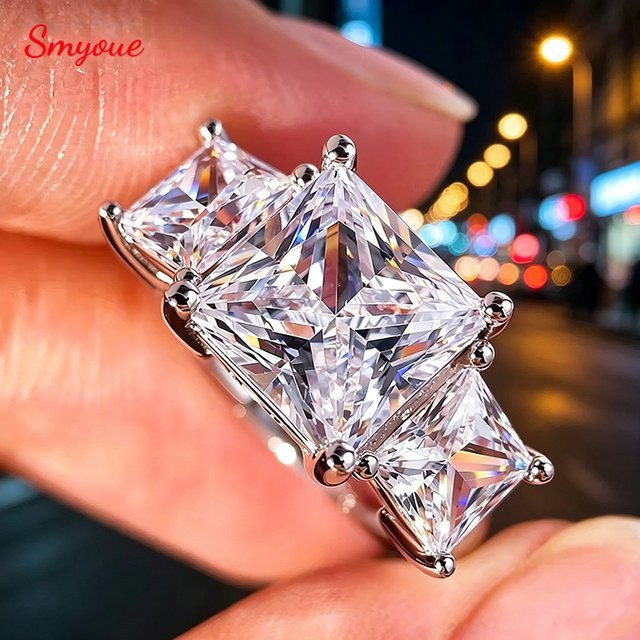 Smyoue Eheringe, 925 Silber, Moissanit, Damen - Bild 1