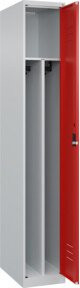 C+P Spind Classic PLUS Garderobenschrank mit 1 Abteil und mittiger Trennwand, Farbe Lichtgrau, H x B x T: 185 x 30 x 50 cm - Bild 1