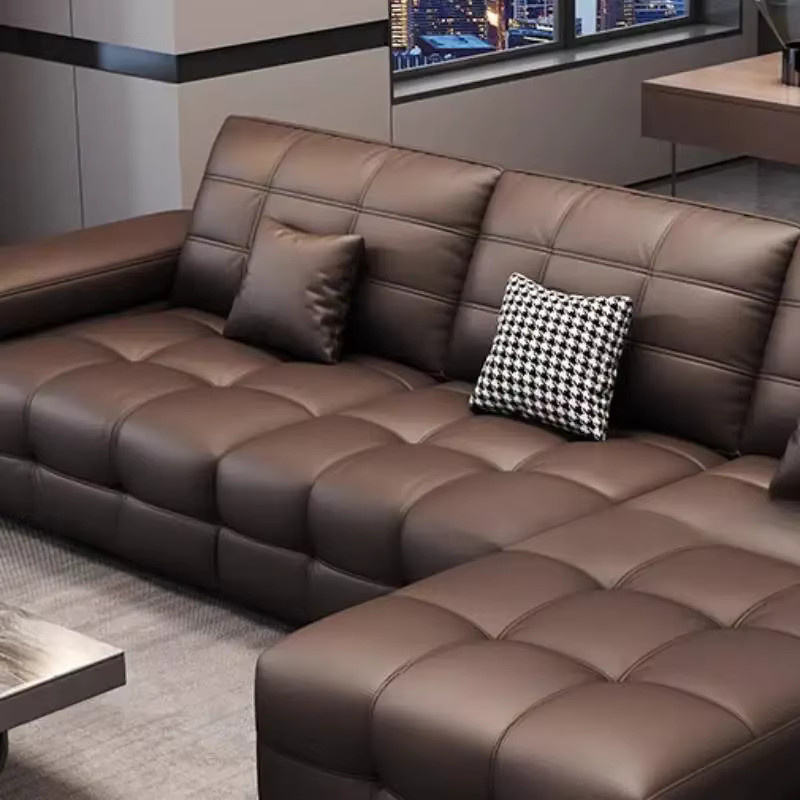 ZHIO Elektrisches Einzelsofa in Braun aus Kunstleder mit Relaxfunktion und passenden Kissen im modernen Design - Bild 5
