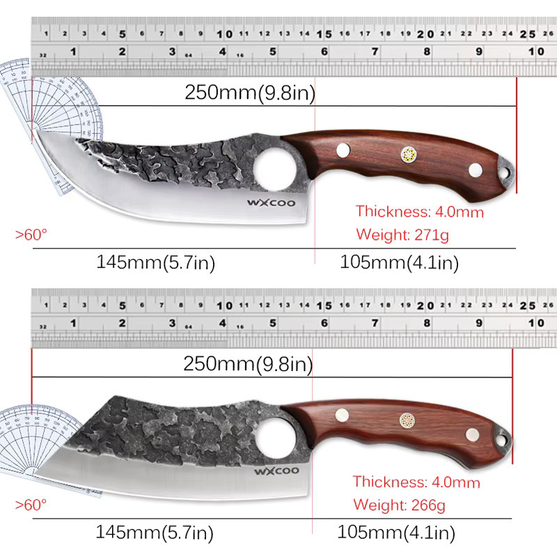 WXCOO Handgeschmiedetes Mehrzweck-Küchenmesser aus Edelstahl mit Holzgriff in Silber - Bild 6