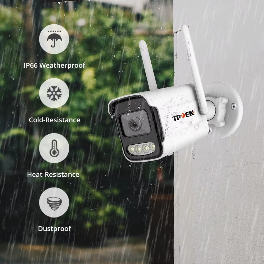 TPTEK 4K 8MP IP Outdoor WiFi Überwachungskamera, wasserfeste drahtlose Sicherheitsshow-Kamera in Weiß - Bild 4