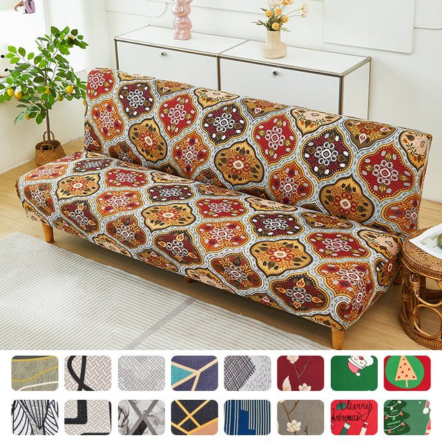 S-EMIGA Spandex Futon-Sofabezug mit Boho-Grafikdesign, elastischer Schonbezug für Doppelsitze, Mehrfarbig - Bild 1