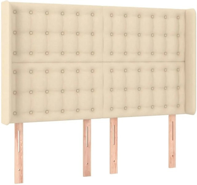 vidaXL Kopfteil mit Ohren in Creme Beige, gepolstertes Kopfteil aus Stoff, B/T/H: 147 x 16 x 118 cm - Bild 1
