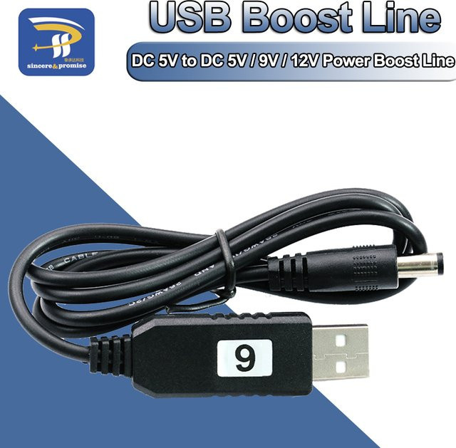 USB Power Boost Line Step UP Modul USB Konverter Adapter von DC 5V auf DC 9V oder 12V in Schwarz mit 2,1x5,5mm Stecker - Bild 1